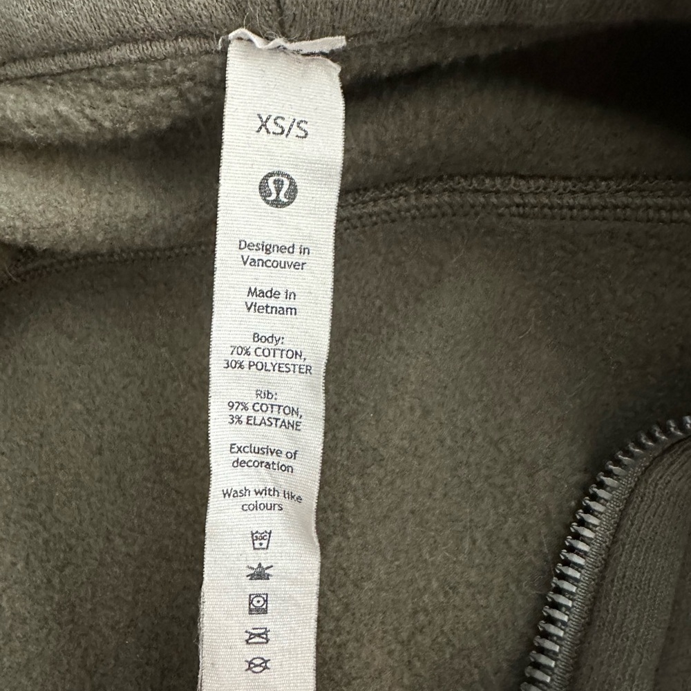 A95 Lululemon Athletica Green Sweatshirt Hoodie Scuba full zip sz xs /s - Picture 6 of 7